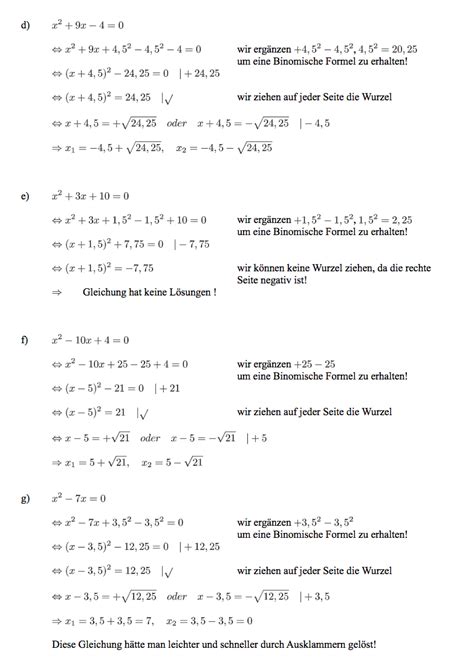 Die lösung besteht also aus verschiedenen wertepaaren (x ; Übungsblatt quadratische Gleichungen lösen: ausführliche ...