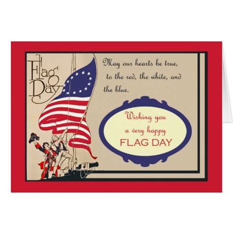 Patriotic Vintage Flag Day Hoisting Of The Flag Card Zazzle