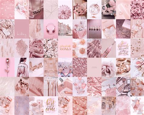 Free Download Photo Wall Collage Kit Rose Gold Dusty Pink Aesthetic Set