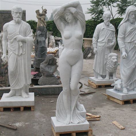 Hand Carved Landscaping Stone Sculpture Nude Marble Woman Statues