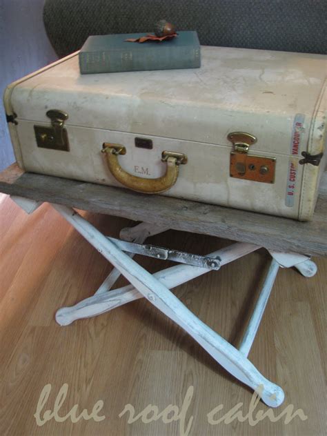 Vintage suitcase coffee table bedside bag. blue roof cabin: VINTAGE SUITCASE END TABLE