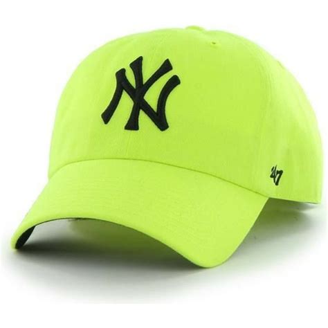 47 Brand Curved Brim New York Yankees Mlb Clean Up Neon Yellow Cap