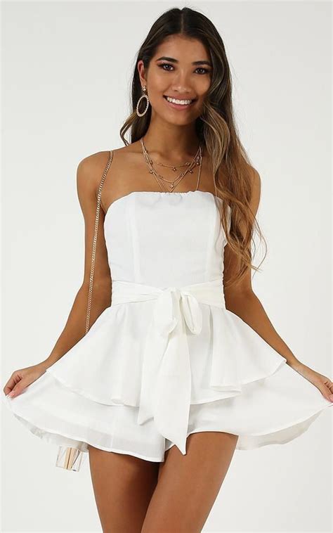 White Attire With Strapless Dress Cocktail Dress Party Dress Summer Romper Dresses