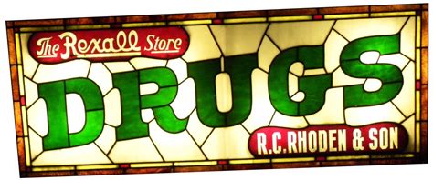 The Rexall Store Drugs Leaded Glass Can Sign