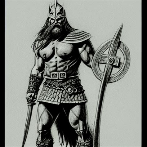 Viking Warrior Pencil Drawing In The Style Of Frank Frazetta · Creative
