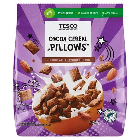 Tesco Cocoa Cereal Pillows Chocolate Flavour Filling G Tesco