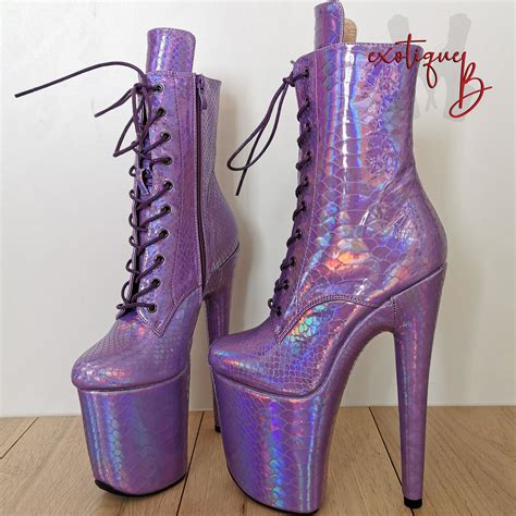 hologram exotic pole dancing ankle boots 8 inch etsy