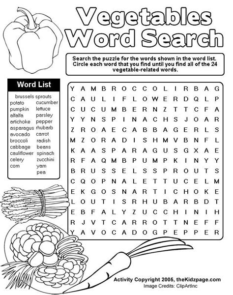 When autocomplete results are available use up and down arrows to review and enter to select. Vegetables Word Search Activity Sheet - Free Coloring ...