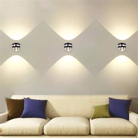 Indoor Wall Light Up Down Led Lamp Aluminum Crystal Sconce Living Room