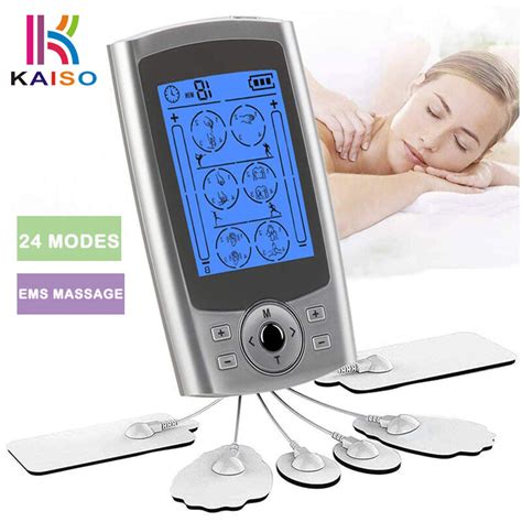 Kaiso Ems Unit 24 Modes Muscle Stimulator With10 Pads Dual Channel Tens