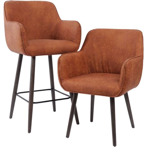 Four stem legs fitted with smooth rolling castors. Tan Leather Look Retro Dining Chair with Arms - The Libra ...
