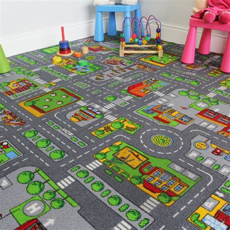200x200 Square Street Kids Village Town Rug City Car Roads Fun Play