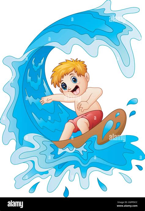 Los Niños Juegan Al Surf Con Grandes Olas Imagen Vector De Stock Alamy