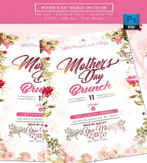 9 Mothers Day Invitation Templates Illustrator