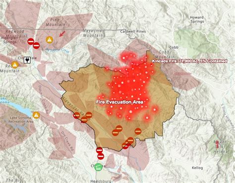 California Wildfire Evacuation Map Tick Kincade Old Water Fires