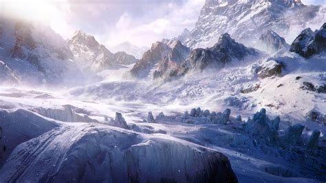 White Snow Mountains Top Winter Scenery Hd Wallpaper