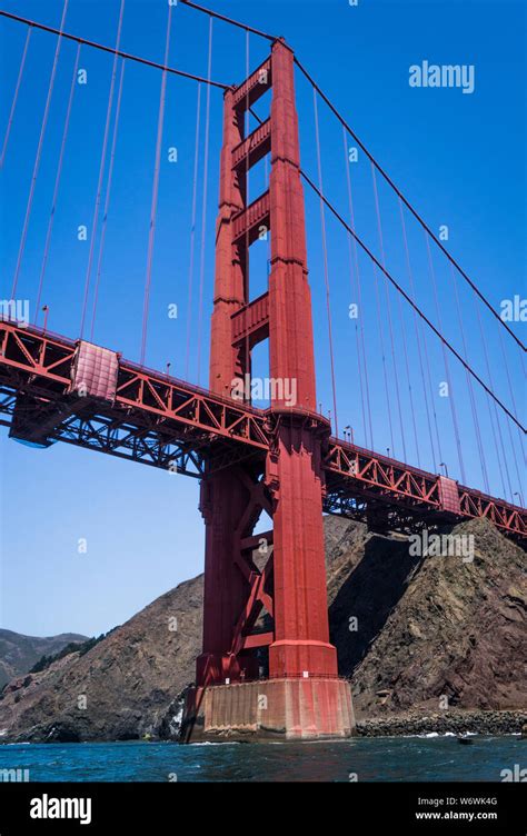 The Golden Gate Bridge Viewed From Below Looking Toward The Marin