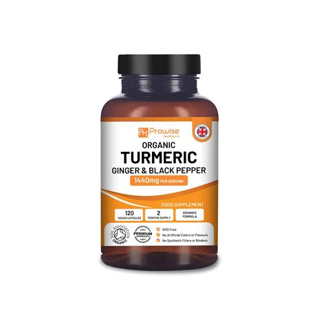Organic Turmeric Curcumin 1440mg With Black Pepper Ginger Certified