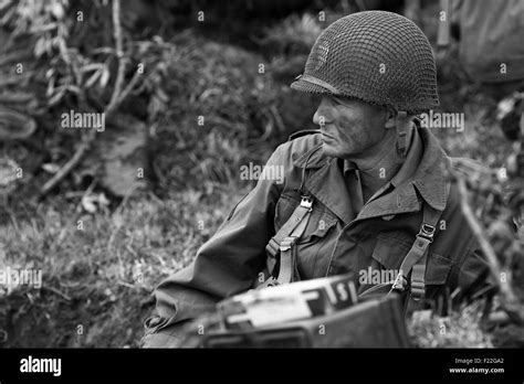 World War 11 Soldier In The Trenches Black And White Stock Photo Alamy