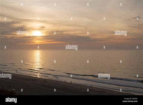 Sunrise Over Myrtle Beach In South Carolina Usa The Sun Shines Above