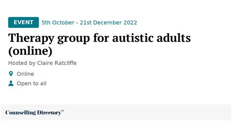 Therapy Group For Autistic Adults Online Counselling Directory