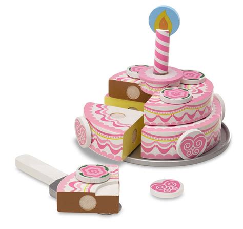Melissa And Doug Triple Layer Party Cake Wooden Play Food Set Birthday