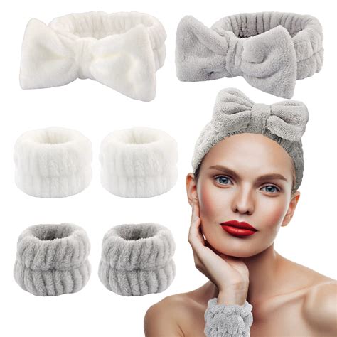 Amazon Com JUNECODE PCS Face Wash Headband And Wristband Set Spa Headband Makeup Skincare