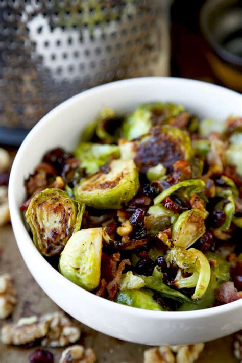Try ina garten's classic roasted brussels sprouts recipe from barefoot contessa on food network. Oven roasted Brussels sprouts with bacon, cranberries and walnuts - Pickled Plum Food And Drinks
