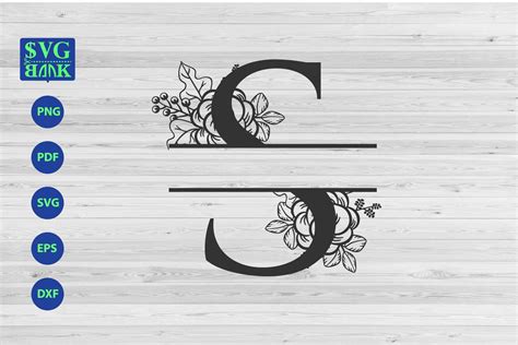Split Monogram Letter S Svg Alphabet Floral Initial Logo S 342901