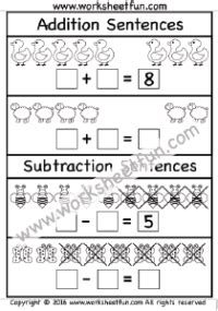 Addition - 1 Digit / FREE Printable Worksheets | Kindergarten worksheets printable, Printable ...