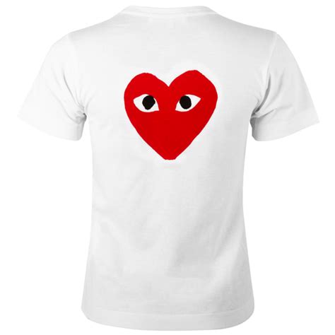 Comme Des Gar Ons Play T Two Heart T Shirt White Hervia