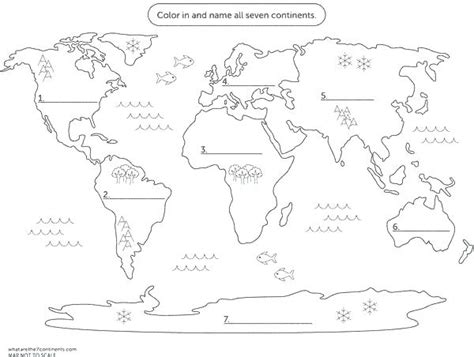 7 Continents Cut Outs Printables Sketch Coloring Page