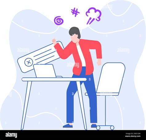 Angry Office Worker At Work Place Computer Error Stock Vector Image