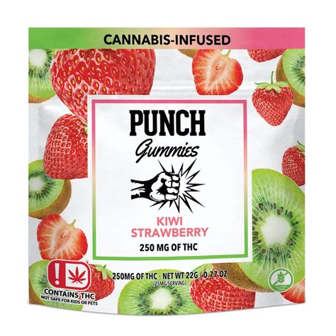 Punch Edibles And Extracts Ok 250mg Gummies Kiwi Strawberry Weedmaps