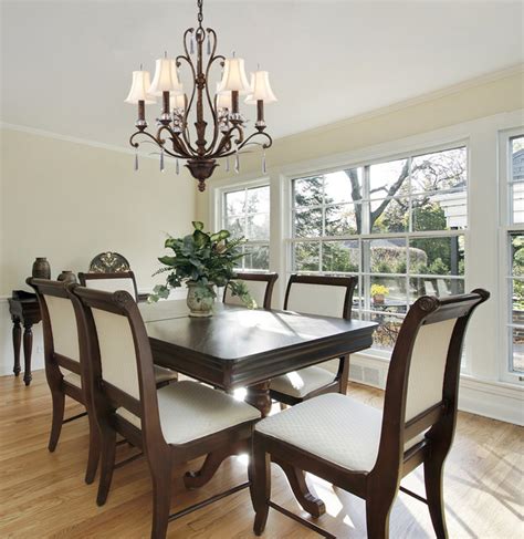 Traditional 6 Light Chandelier In Burnt Bronze Traditional Dining