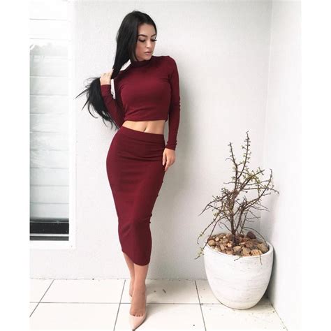 Sexy Two Piece Bodycon Top And Skirt Set On Luulla
