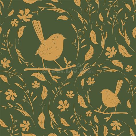 Seamless Floral Pattern With Birds Stock Illustration Illustration Of