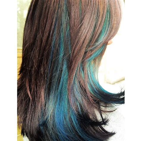 Beautiful Brown Haircolor With Turquoise Highlights Love