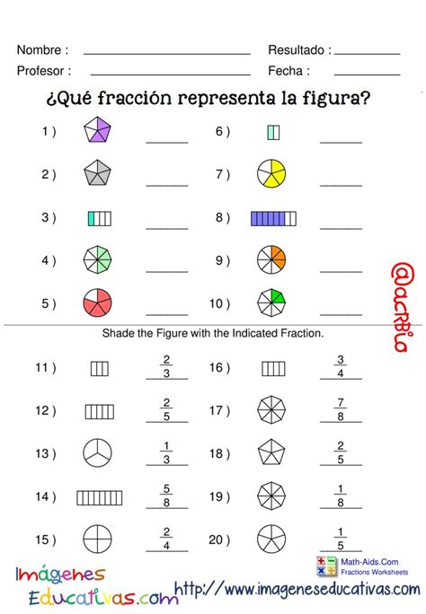 Fichas Ejercicios De Fracciones Con Figuras 10 Imagenes Educativas