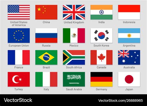 G20 Countries Flags Major World Advanced Vector Image