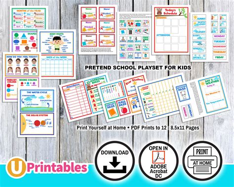 Pretend Play Schoolteacher Set Printables Instant Download Etsy