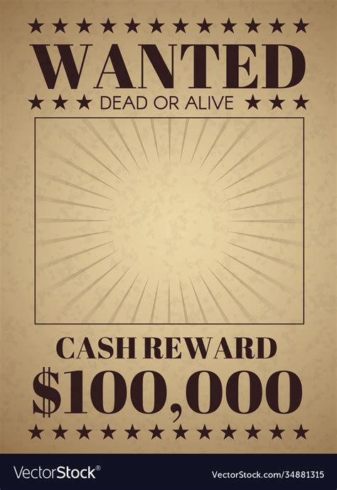 Wanted Poster Template Vintage Old Western Banner Vector Image