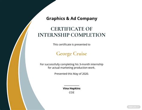 Internship Completion Certificate Template Word Psd Indesign