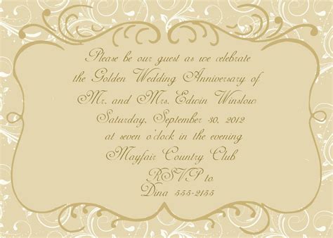 Invitation card design for a 50th wedding anniversary. golden wedding anniversary invitations templates | Golden ...