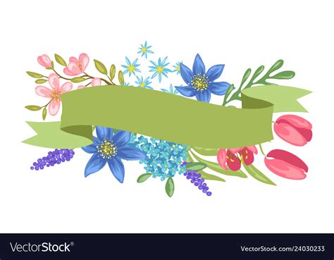 Banner With Spring Flowers Royalty Free Vector Image