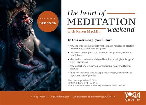 Heart Of Meditation Weekend Workshop Karen Macklin