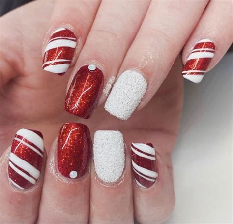 Red And White Candy Cane Nails Candy Cane Nails Nails