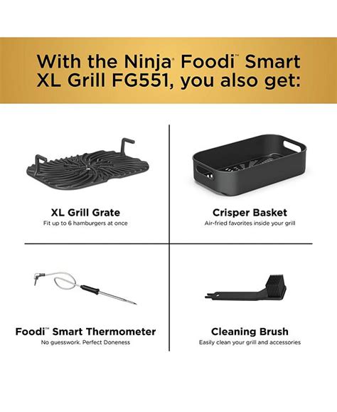 Grill up to 6 steaks or 24 hotdogs Ninja Foodi™ Smart XL 6-in-1 Indoor Grill with 4-Qt. Air ...