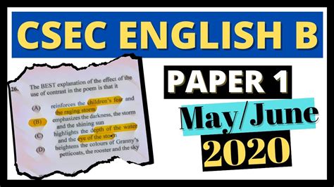 Csec English B Paper 1 Mayjune 2020 Answers Explanations Youtube