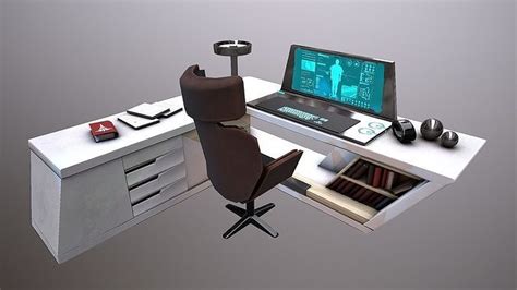 3d Model Sci Fi Work Desk Vr Ar Low Poly Cgtrader